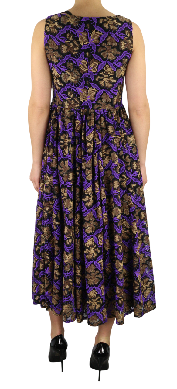 GUGLIELMO CAPONE Ballerina Pizz moteriška suknelė 40 siuvinėta be rankovių midi 