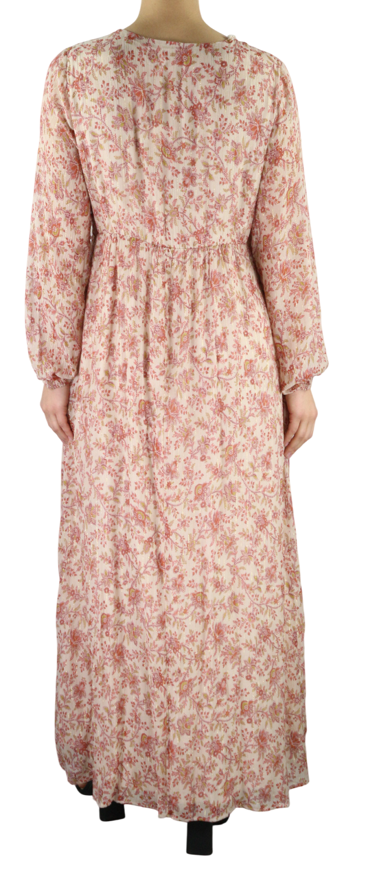 MAISON 123 Nao R Imprimee moteriška suknelė 40 šilko mišinio gėlėto rašto ilgomis rankovėmis 