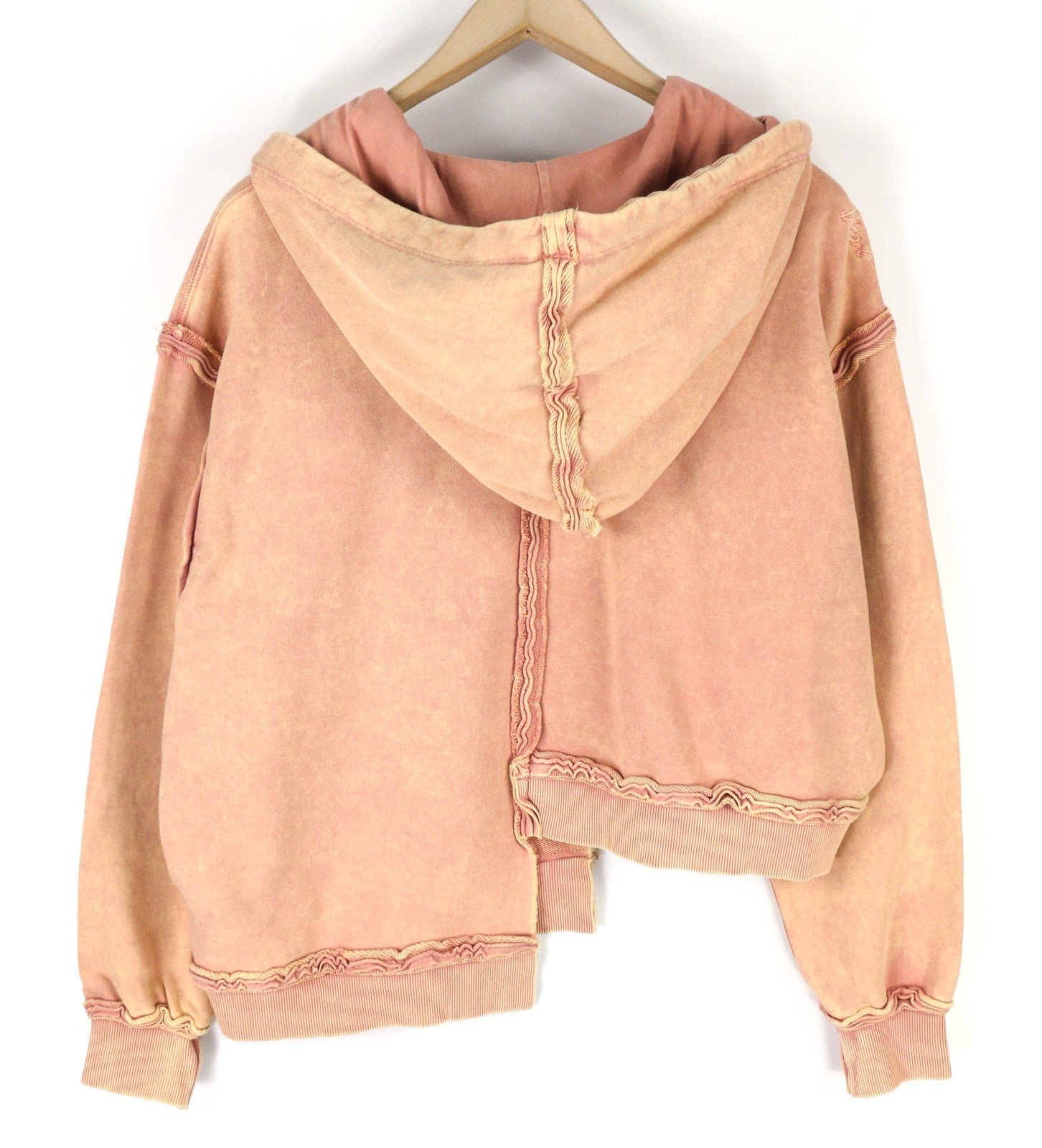 DIESEL F-Mikky Felpa moteriškas džemperis su gobtuvu S Peach Hood Asym Pocket Strap Logo RRP195 