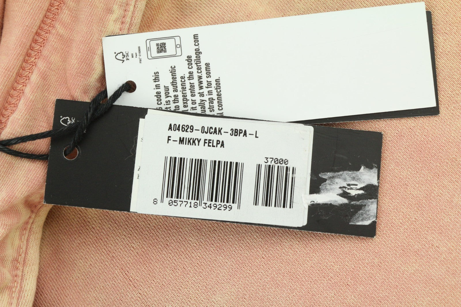 DIESEL F-Mikky moteriškas džemperis su gobtuvu L, persikų spalvos, megztinis su gobtuvu, asimetrinis, su kišenėmis, RRP195 