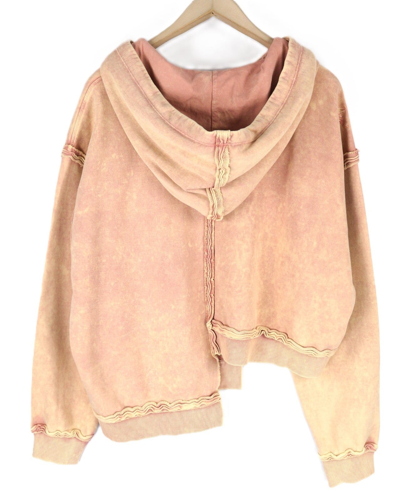 DIESEL F-Mikky Women's Hoodie XL Peach Hood Asym Pocket Everyday Pullover RRP195