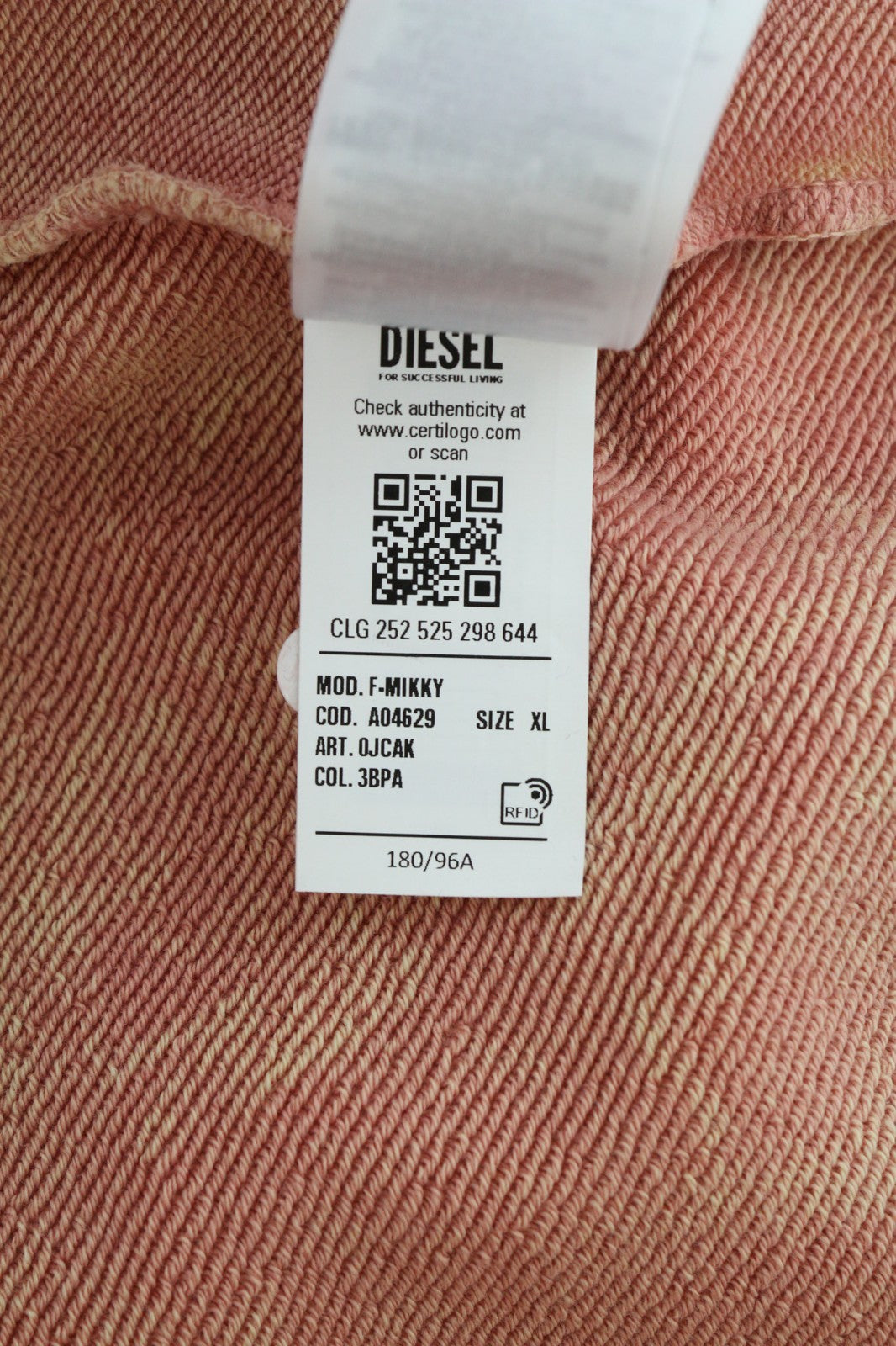 DIESEL F-Mikky moteriškas džemperis su gobtuvu, XL dydžio, persikų spalvos, su gobtuvu, asimetrišku dizainu, RRP195 