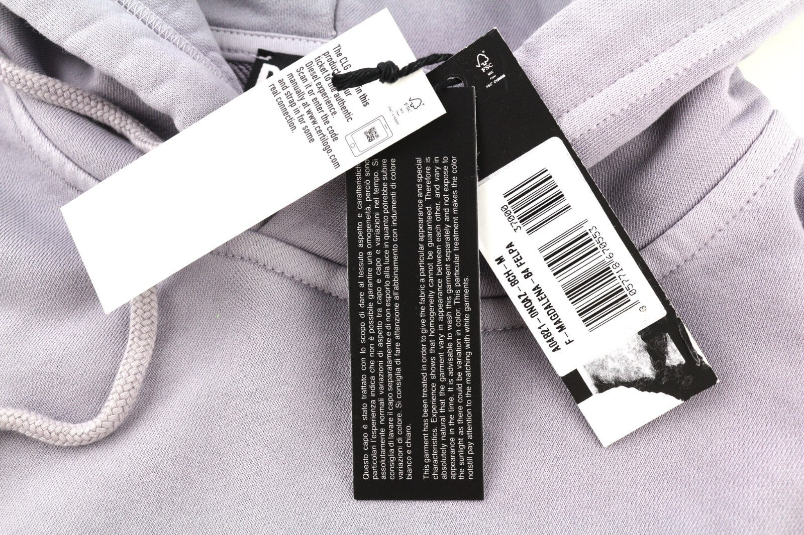 DIESEL F-Magdalena Felpa Women's Hoodie M Purple Washed Hood Strap RRP175