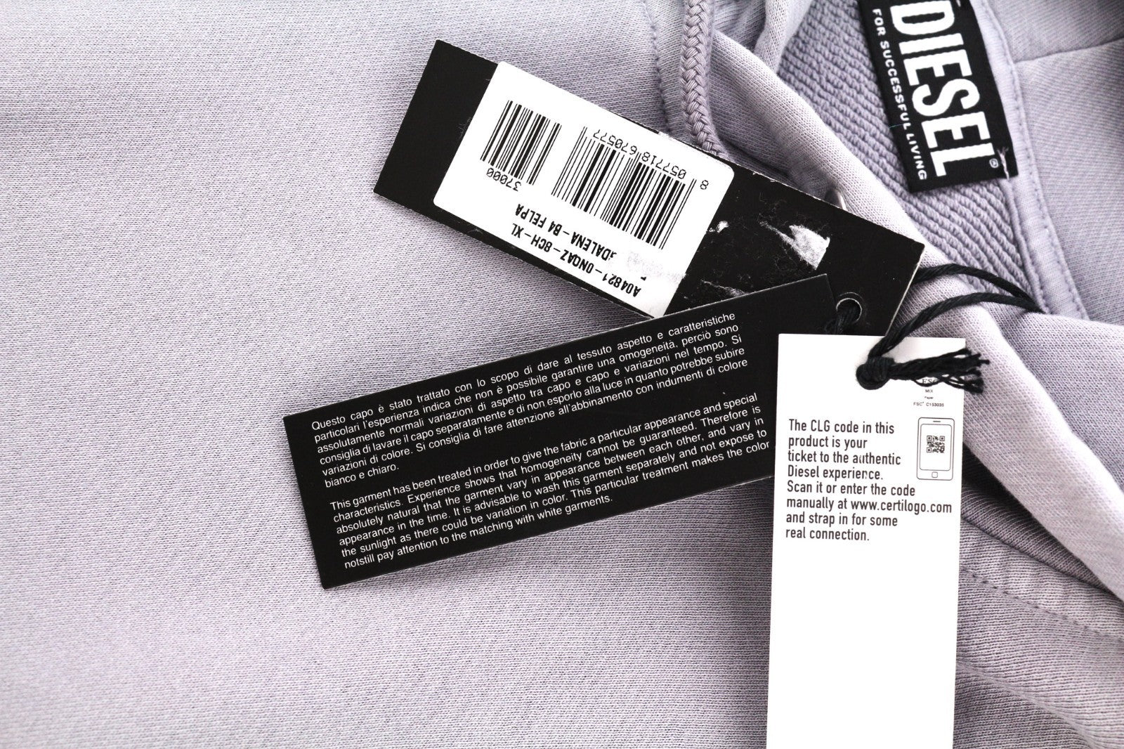 DIESEL F-Magdalena Felpa Women's Hoodie XL Purple Washed Hood Pullover RRP175