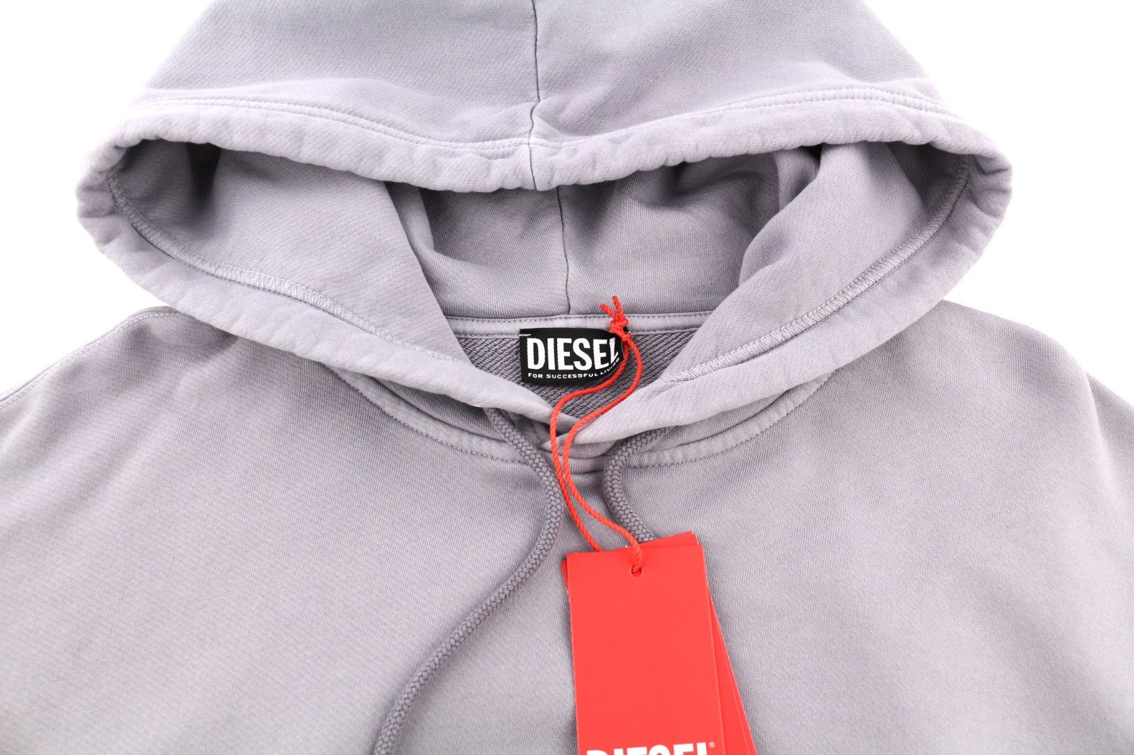 DIESEL F-Magdalena Felpa Women's Hoodie L Purple Washed Hood Logo Strap RRP175
