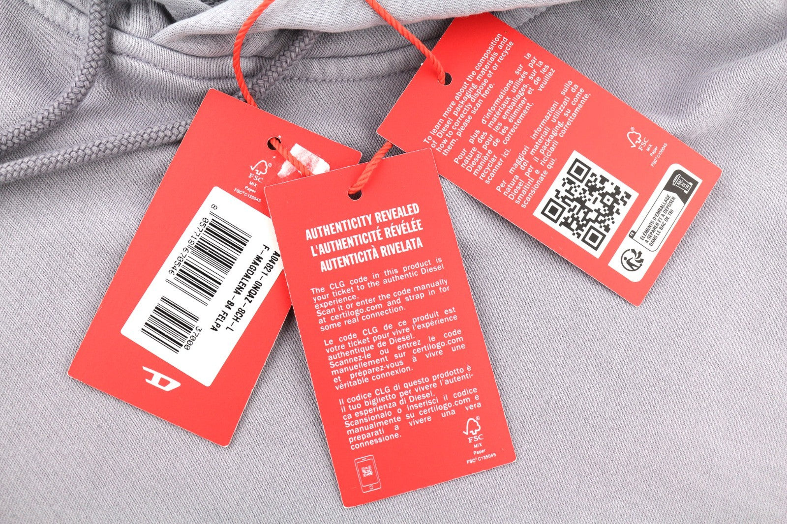 DIESEL F-Magdalena Felpa Women's Hoodie L Purple Washed Hood Logo Strap RRP175