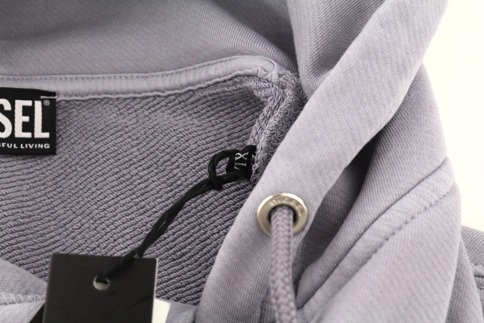 DIESEL F-Magdalena Women's Hoodie XL Purple Washed Hood Strap Pullover RRP175