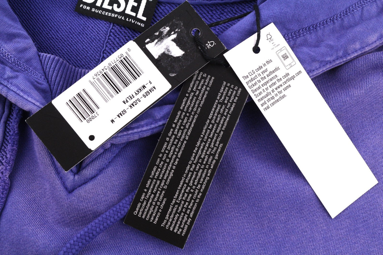 DIESEL F-Mikky Women's Hoodie M Blue Hood Asym Pocket Strap Logo Pull On RRP195