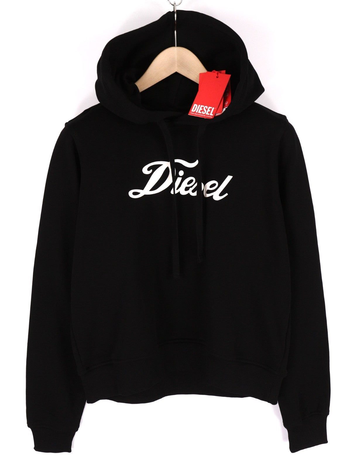 DIESEL F-Reggy-Hood moteriškas džemperis su gobtuvu M, juodas, megztinis su logotipu, RRP150