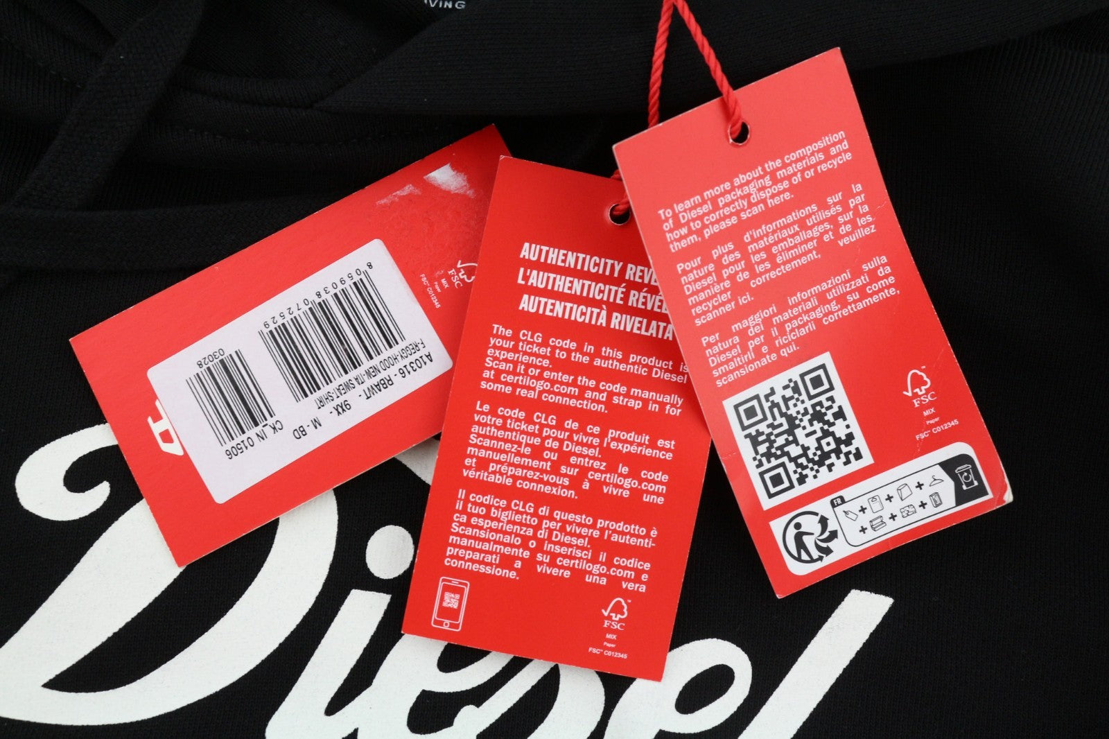 DIESEL F-Reggy-Hood moteriškas džemperis su gobtuvu M, juodas, megztinis su logotipu, RRP150