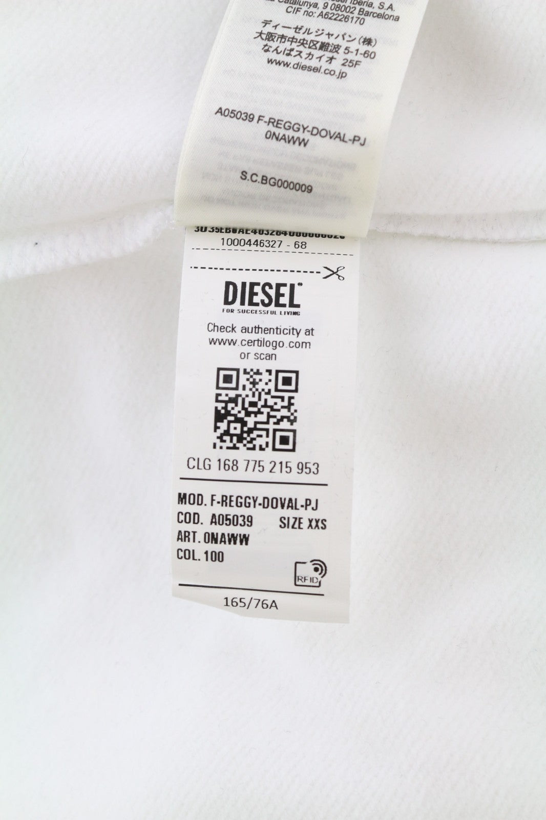 DIESEL F-Reggy-Doval Women's Sweatshirt 2XS White Crew Cotton Logo Pull On