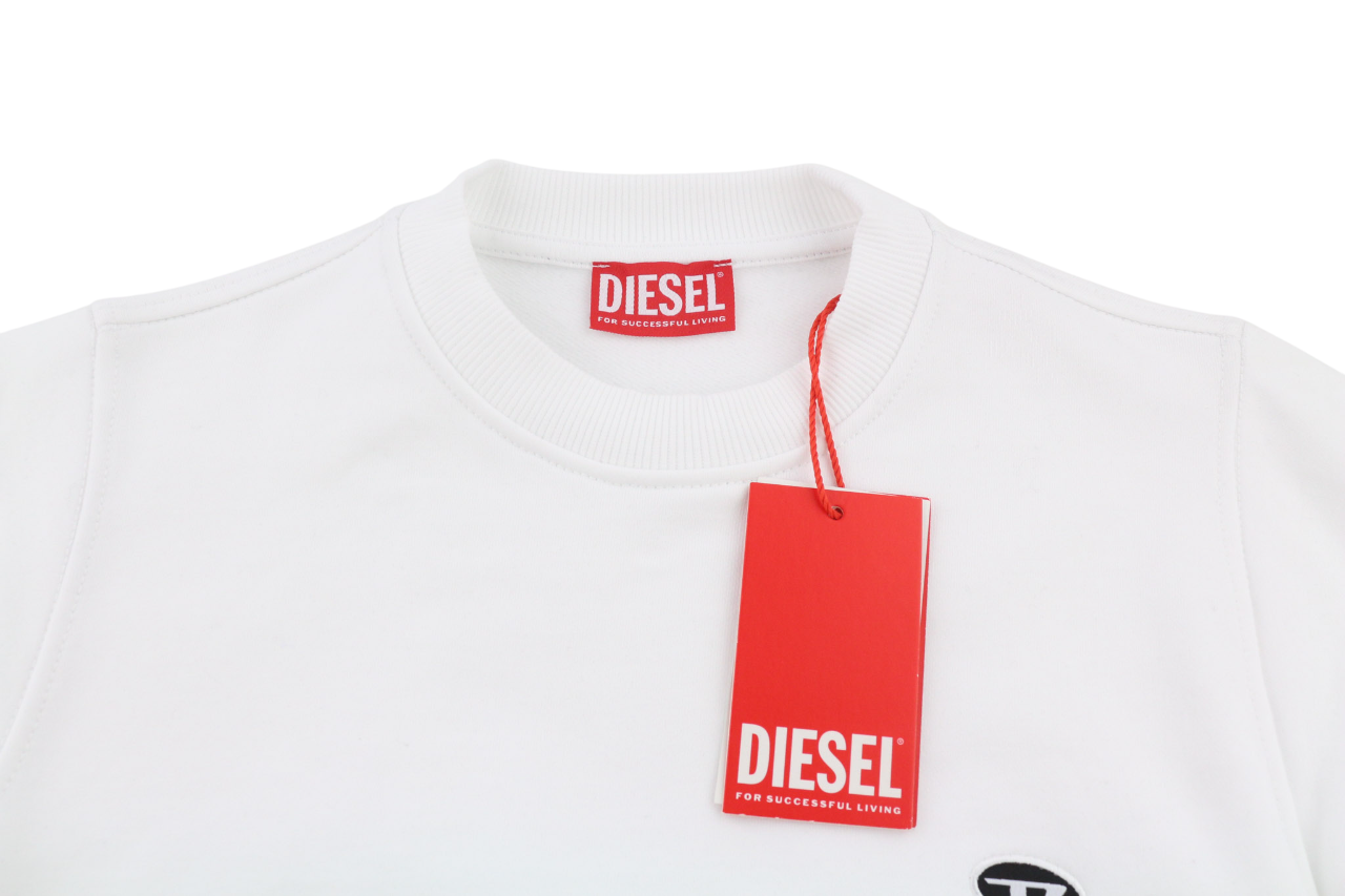 DIESEL F-Reggy-Doval Women's Sweatshirt 2XS White Crew Cotton Logo Pull On