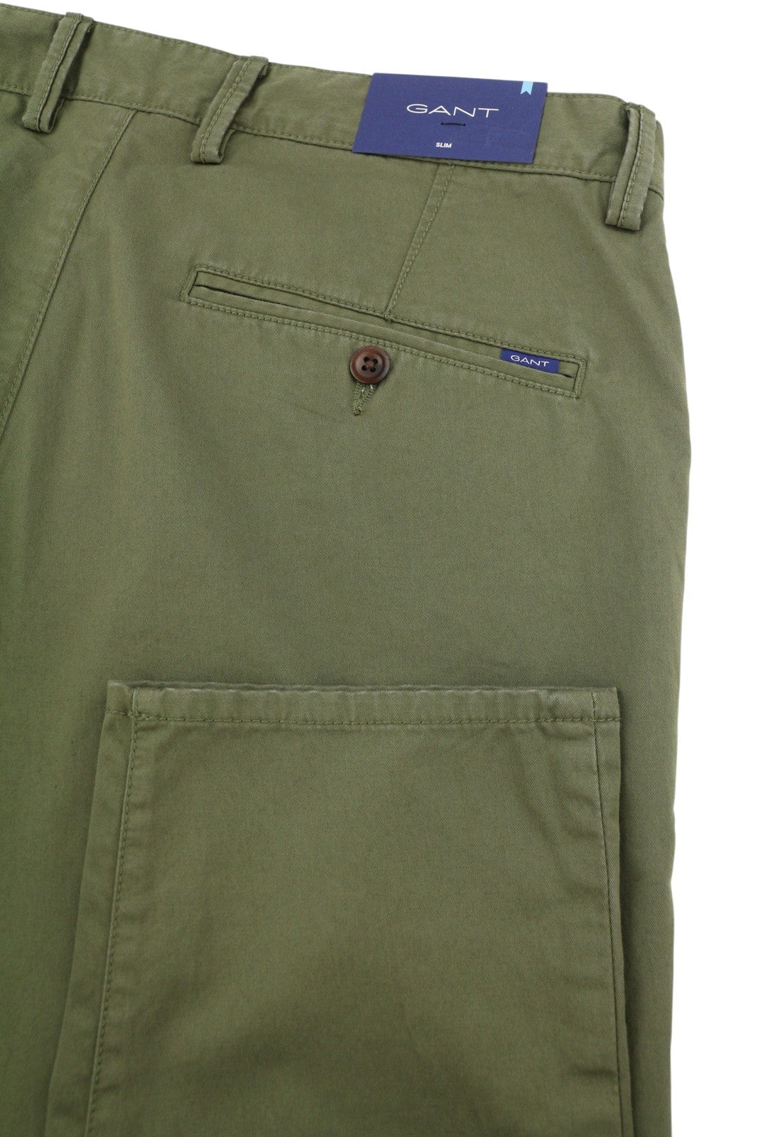 GANT Slim Twill Chinos Men Trousers W32/L30 Racing Green Casual Zip Fly Logo