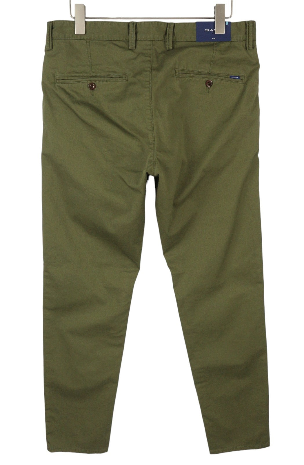 GANT Slim Twill Chinos Men Trousers W35/L36 Racing Green Casual Zip Fly Logo