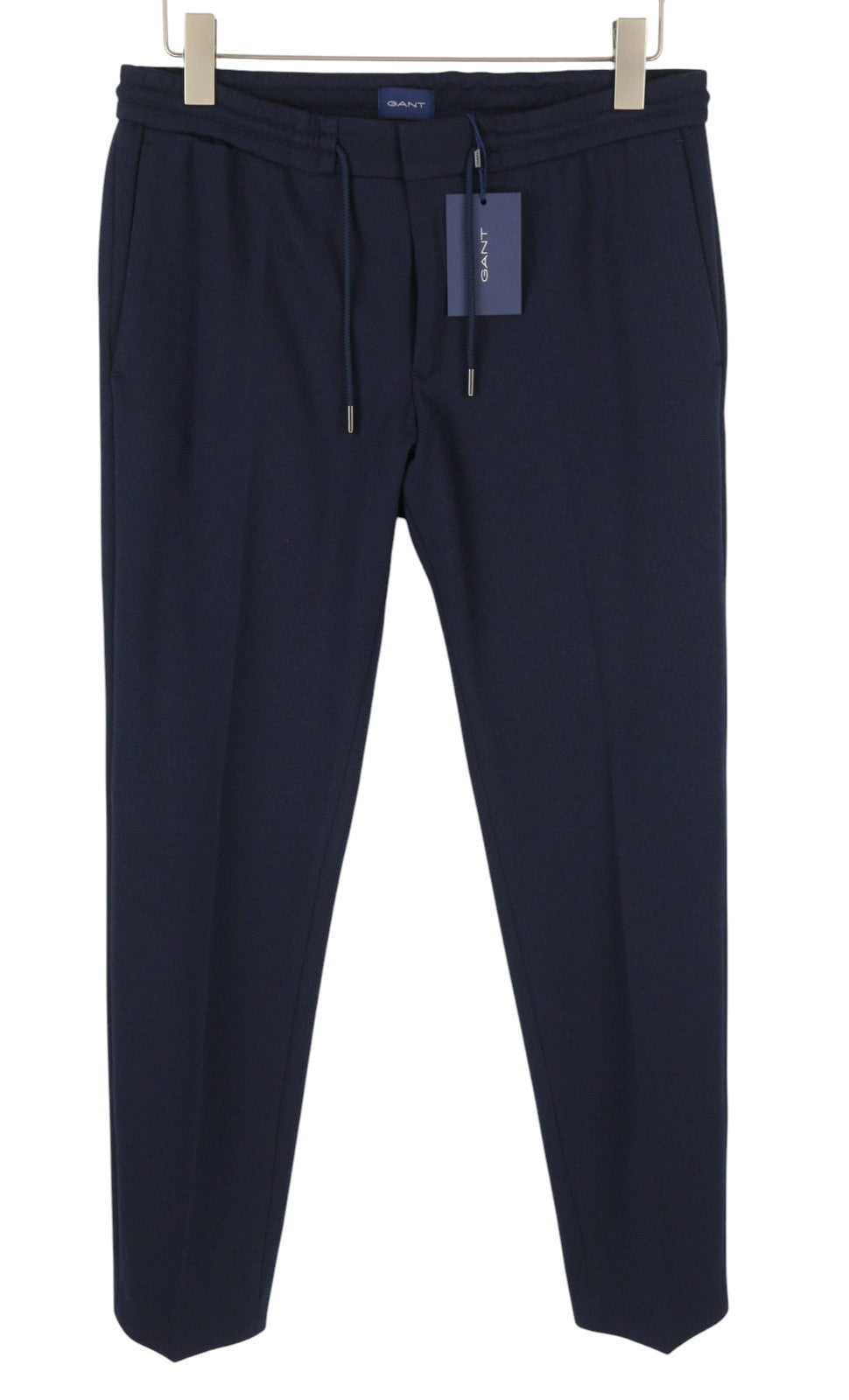 GANT Jersey Men Trousers EU48 Evening Blue Drawstring Waist Slim Fit Dark
