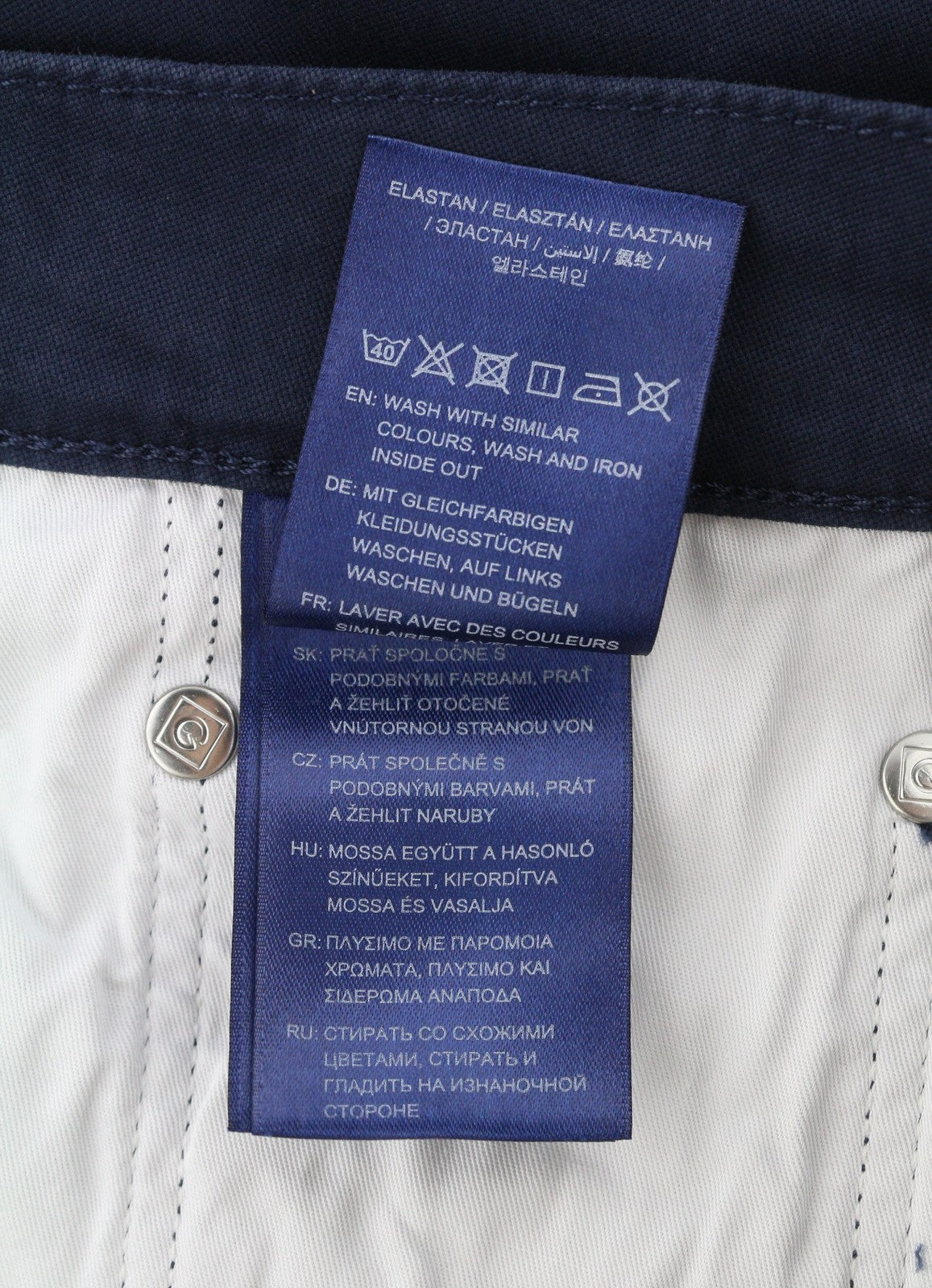 GANT Hayes Dusty Twill vyriškos kelnės W33/L32 Marine Slim Fit, tamsiai laisvalaikio stiliaus 