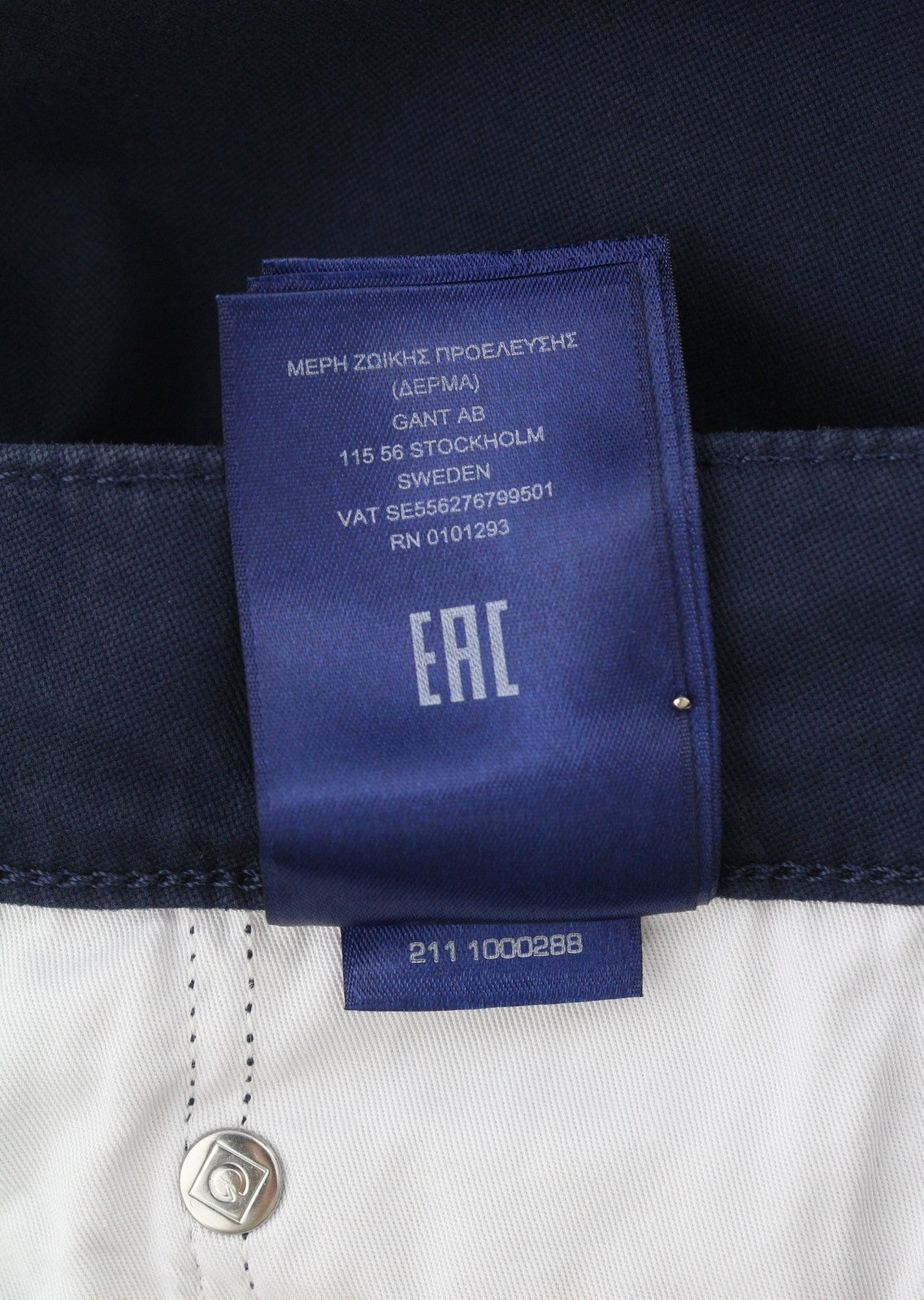 GANT Hayes Dusty Twill vyriškos kelnės W33/L32 Marine Slim Fit, tamsiai laisvalaikio stiliaus 