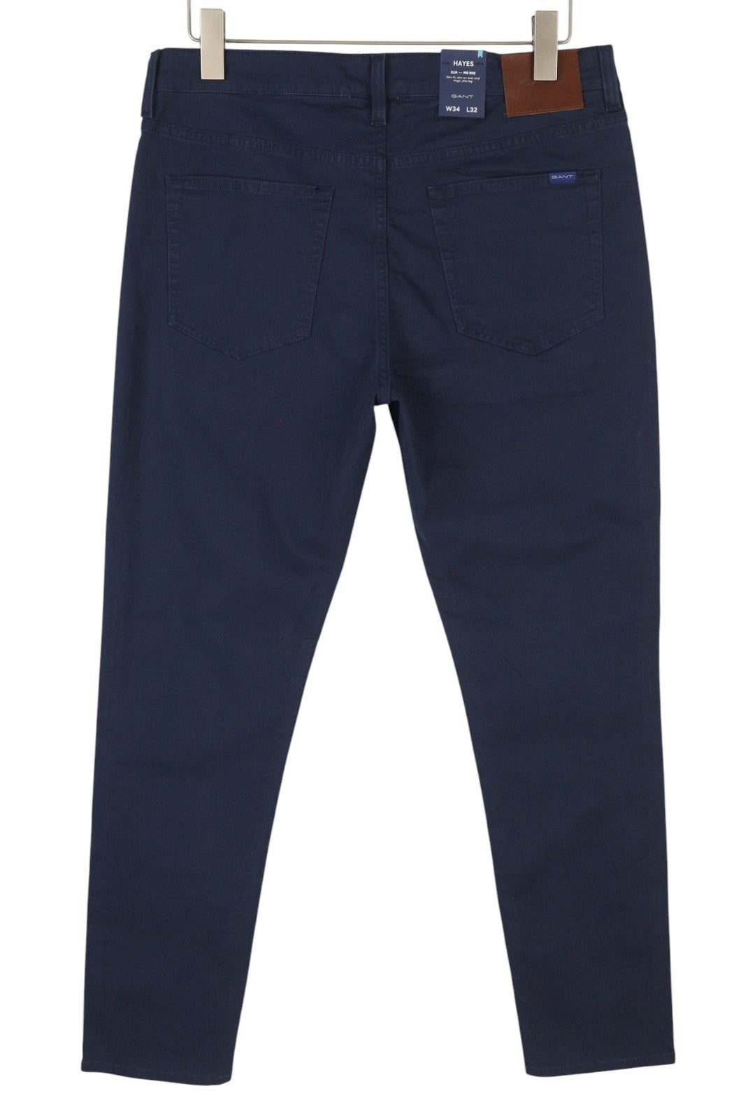 GANT Hayes Dusty Twill vyriškos kelnės W34/L32 Marine Slim Fit, tamsiai laisvalaikio stiliaus 