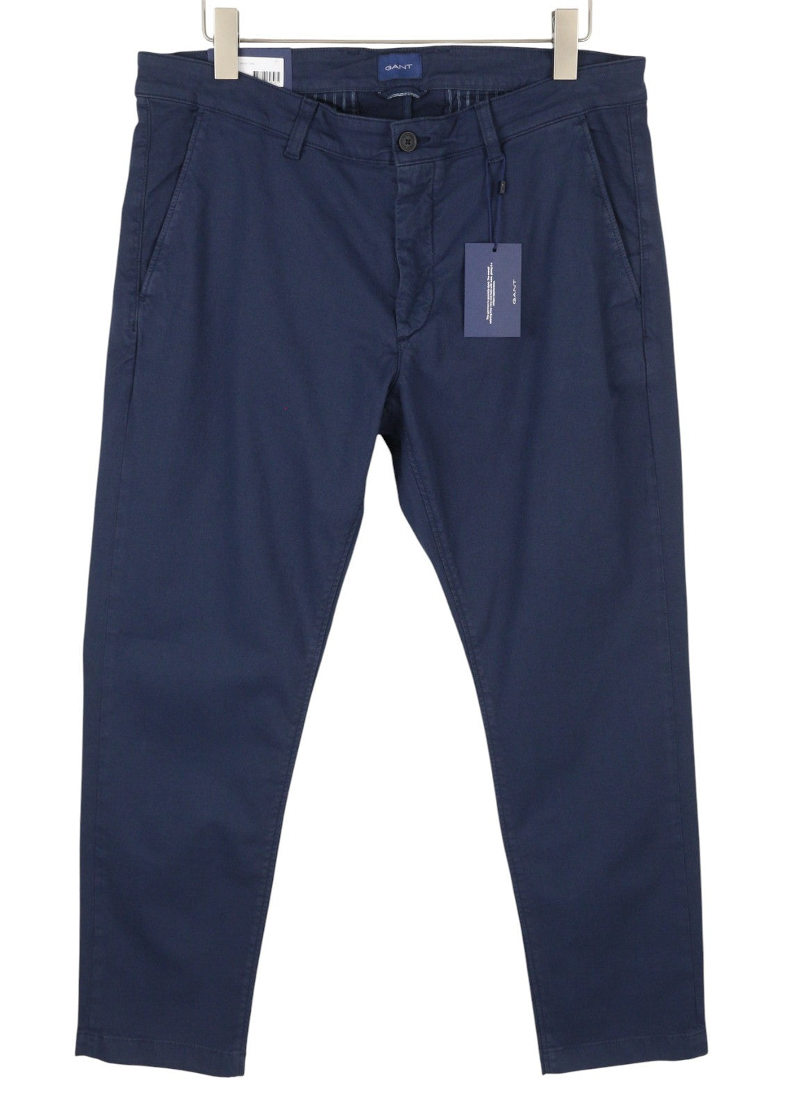 GANT Slim Light Canvas Chino Men Trousers W36/L30 Marine Zip Fly Dark Casual