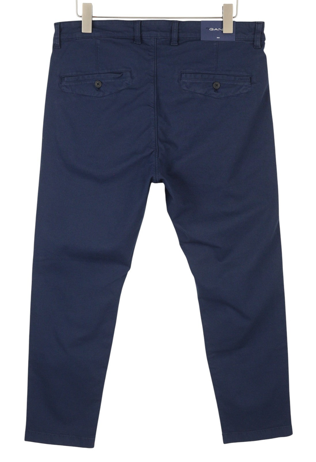 GANT Slim Light Canvas Chino Men Trousers W36/L30 Marine Zip Fly Dark Casual