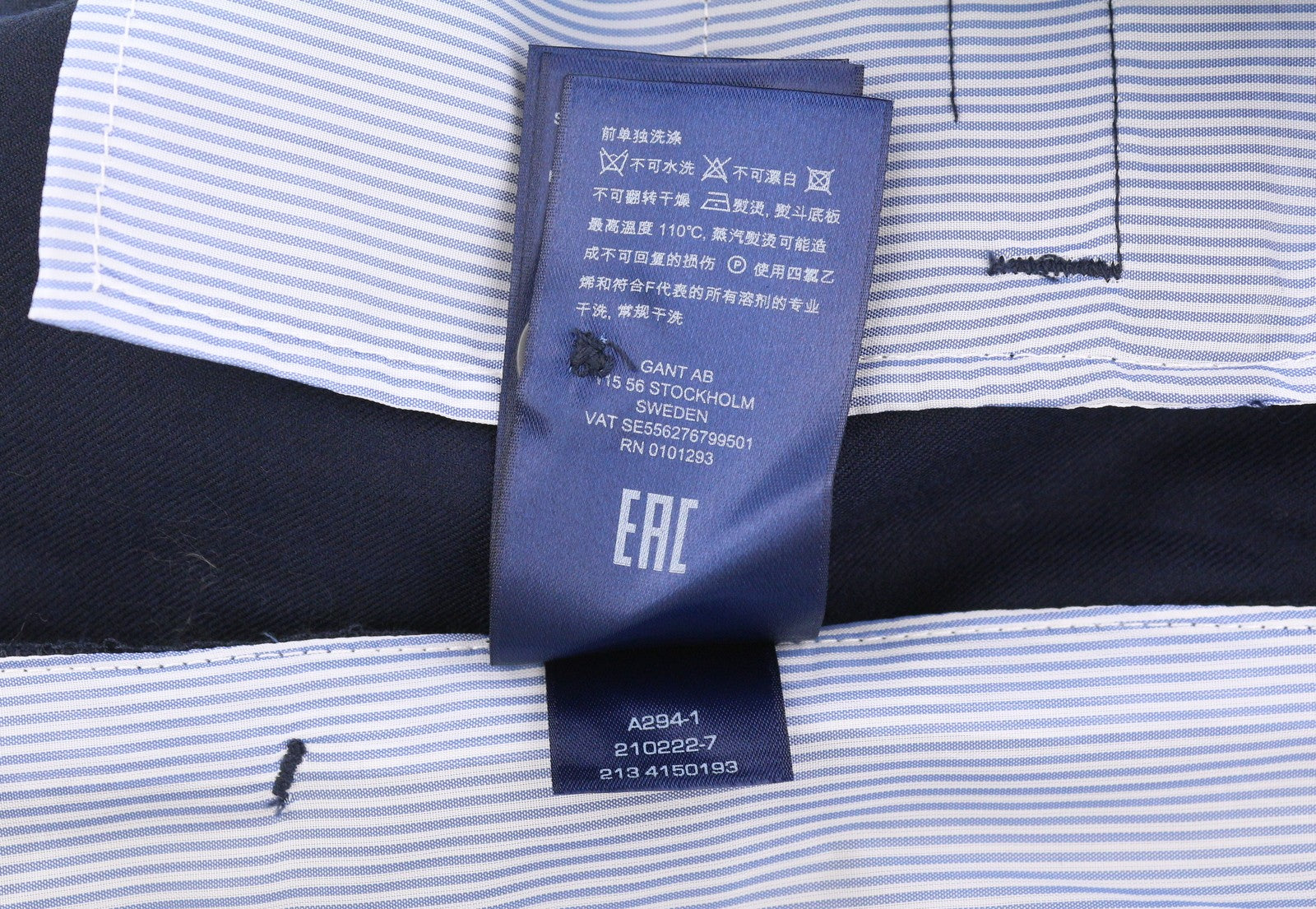 GANT vilnos mišinio HW klostuotos laisvos moteriškos kelnės EU36 vakarinės mėlynos tiesios klešnės 