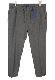 GANT Jersey Men Trousers EU54 Dark Grey Melange Slim Fit Drawstring Waist Zip