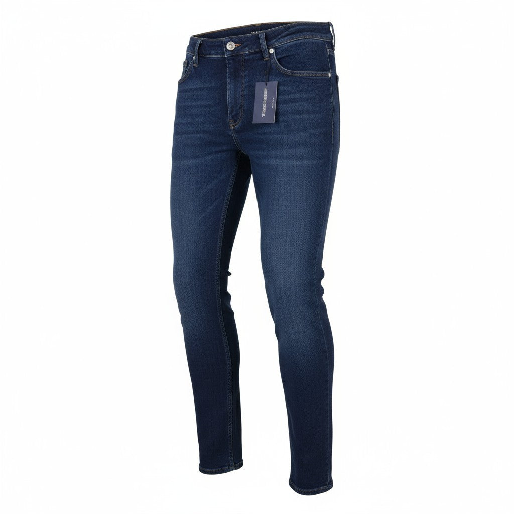 GANT Maxen Retro Shield vyriški džinsai W34/L36 tamsiai mėlyni ūsuoti, aptempti 