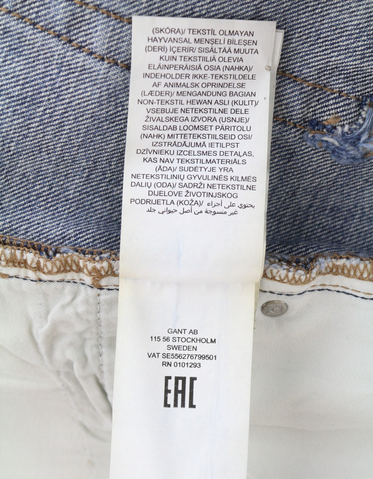 GANT HW Relaxed Straight Rip Women Jeans W30 Mid Blue Vintage Faded Distress