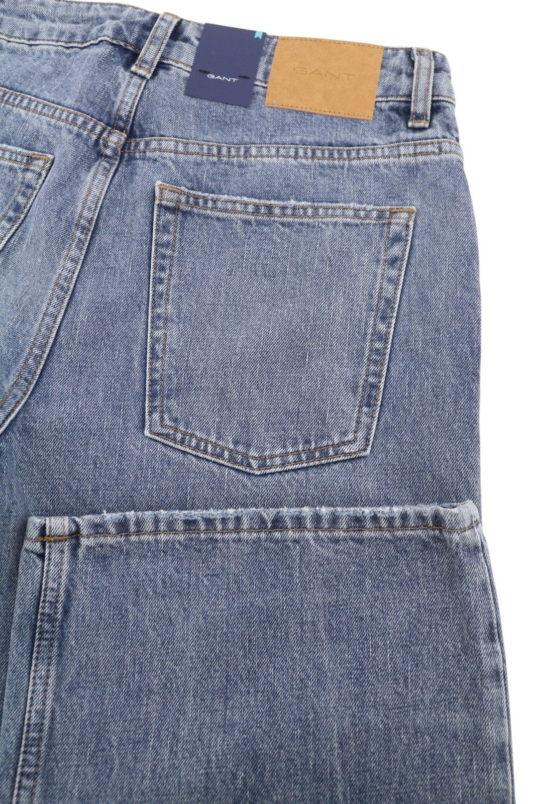 GANT HW Relaxed Straight Rip Women Jeans W30 Mid Blue Vintage Faded Distress