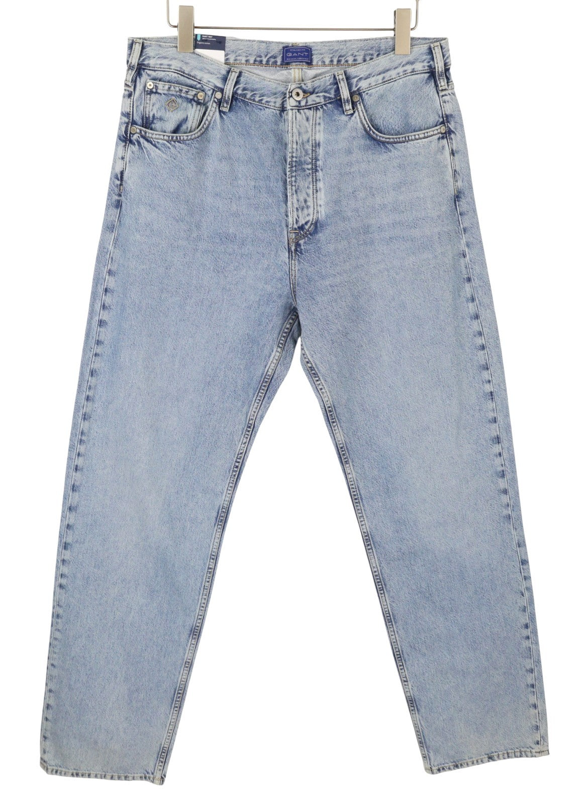 GANT Relaxed Classic vyriški džinsai W35/L34 šviesiai mėlyni, išblukusio kirpimo, siaurėjančio kirpimo 