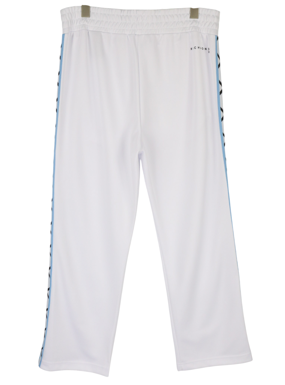 RICHMOND vyriškas sportinis kostiumas M, baltas, dviejų dalių, su užtraukiamais užtrauktukais, logotipu ir elastingu juosmeniu. 