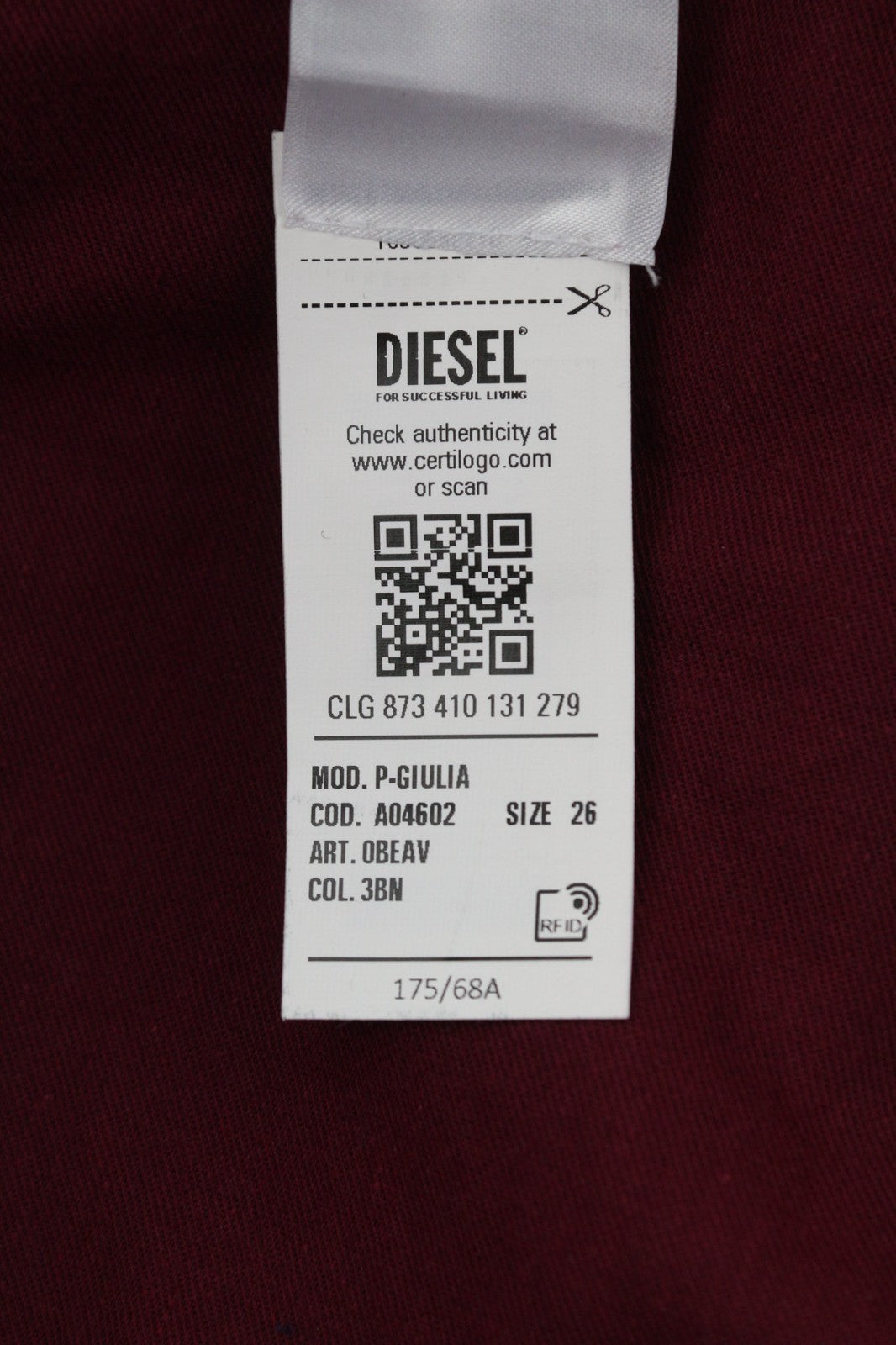 DIESEL P-Giulia moteriškos kelnės W26 Burgundijos spalvos lininės krovininės laisvalaikio stiliaus kelnės, RRP300 