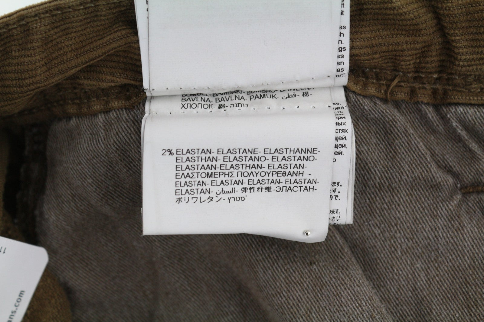 REPLAY Anbass Men's Trousers W30/L34 Brown Corduroy Slim Stretch Zip Fly Logo