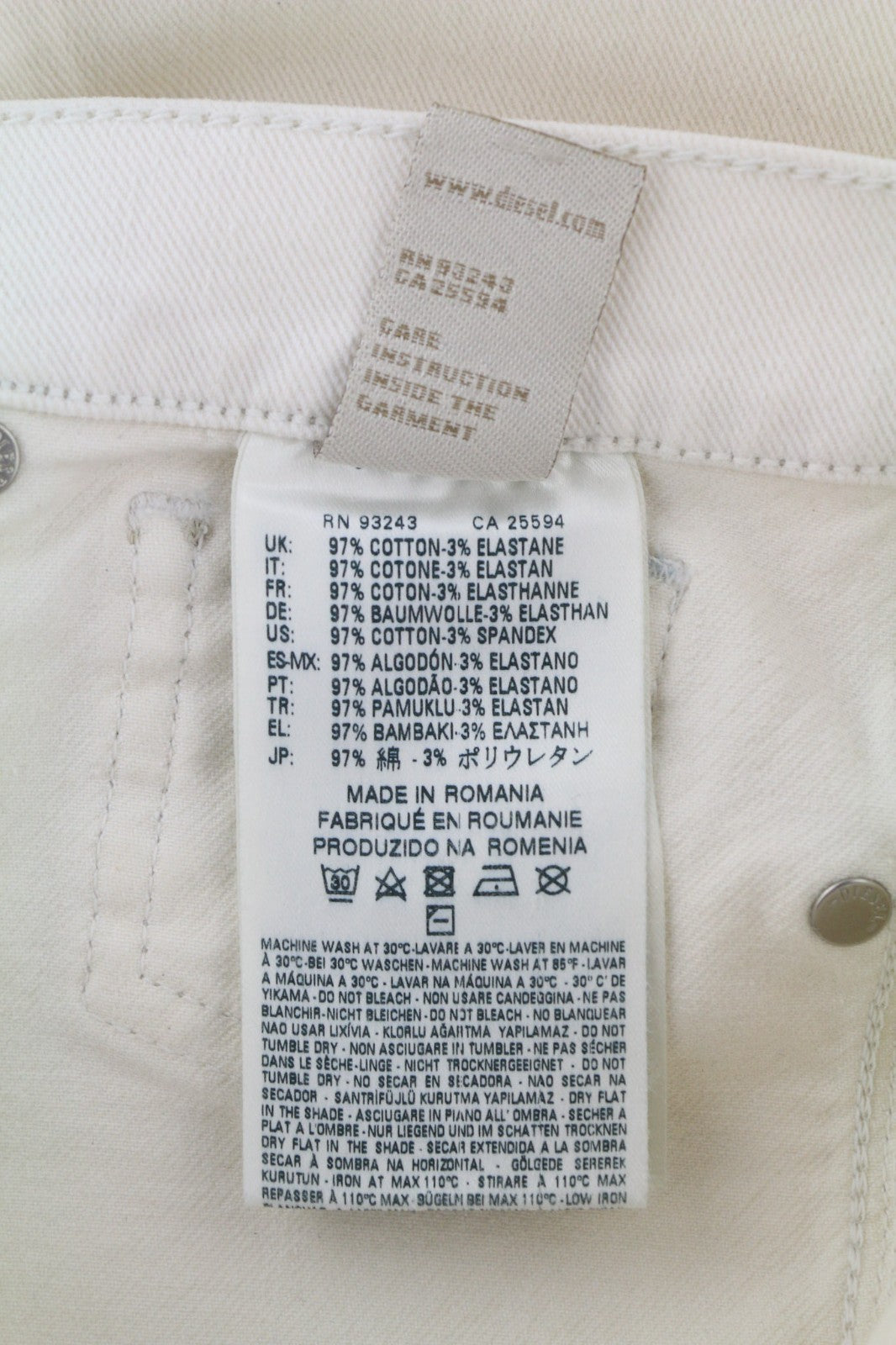 DIESEL Sandyb-Patch 0672Y Women's Jeans W27/L34 White Slim Bootcut RRP190