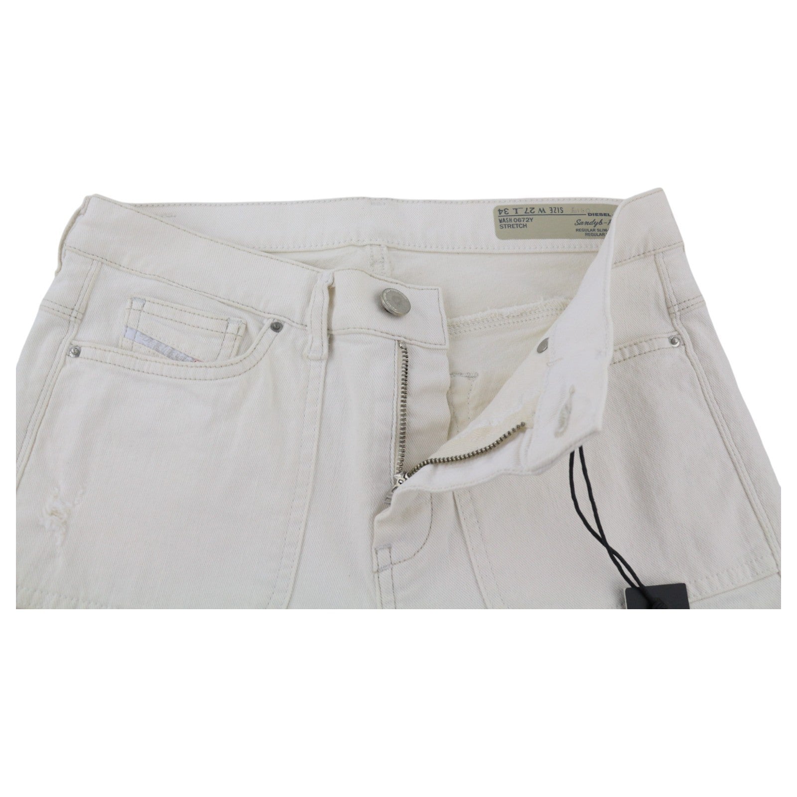 DIESEL Sandyb-Patch 0672Y Women's Jeans W27/L34 White Slim Bootcut RRP190