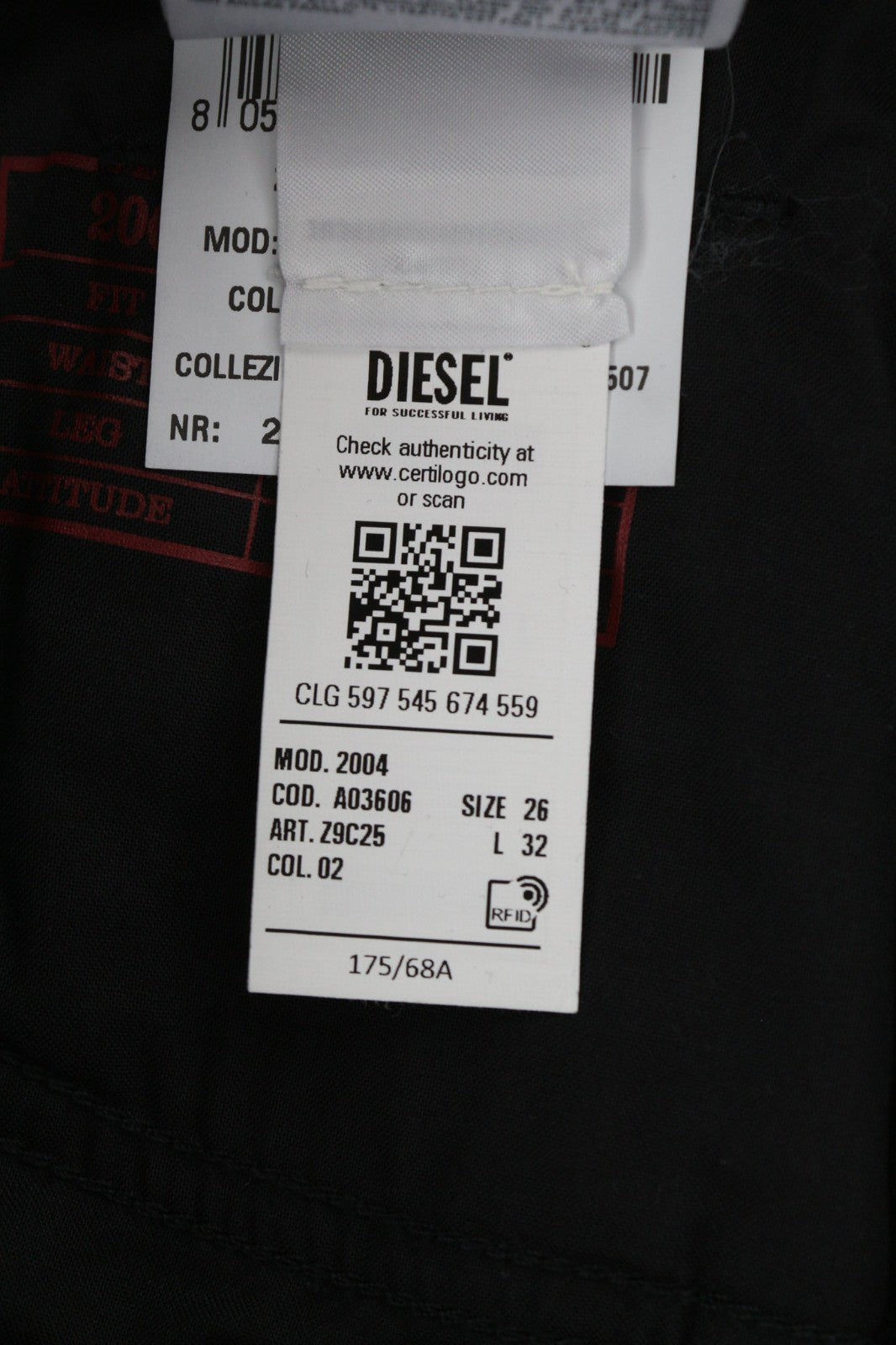 DIESEL 2004 5Pockets Z9C25 Women's Jeans W26/L32 Slim Mid Waist Tapered RRP185