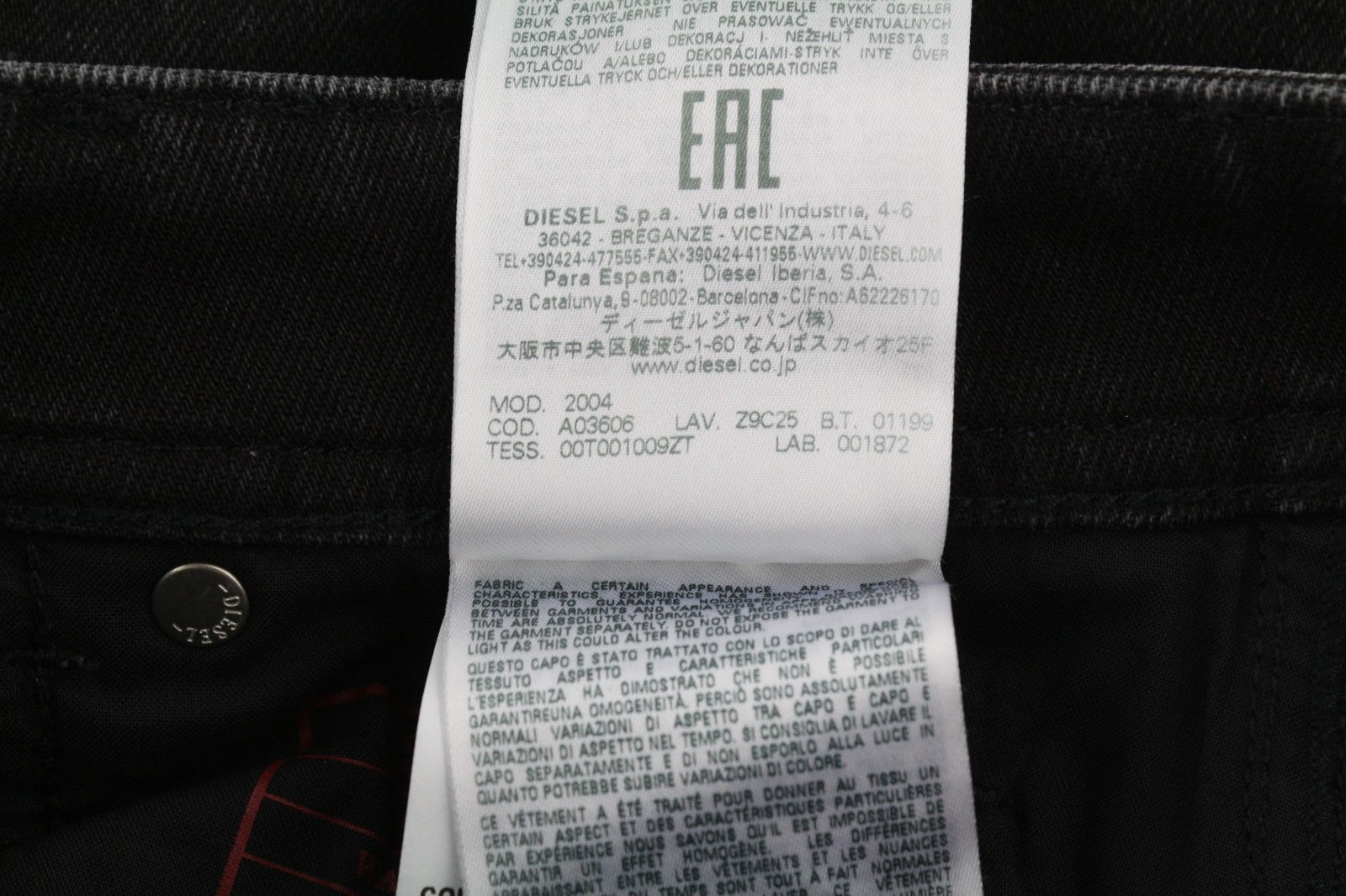 DIESEL 2004 5Pockets Z9C25 Women's Jeans W26/L32 Black Slim Mid Waist RRP185