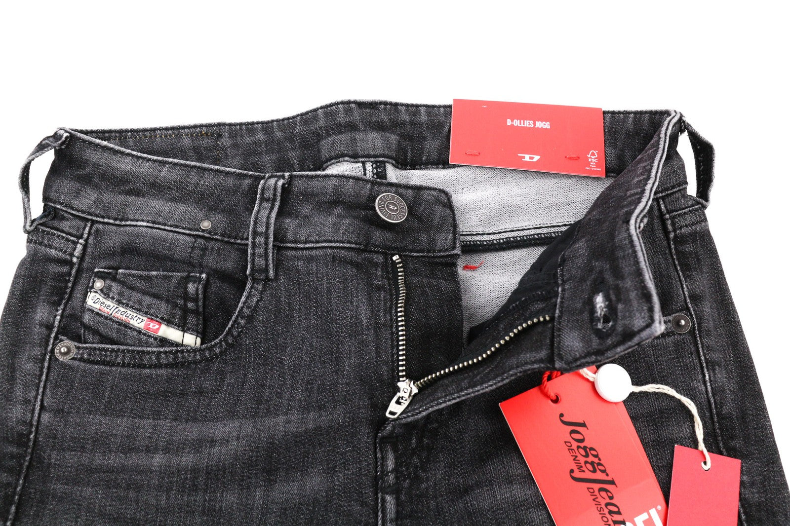 DIESEL D-Ollies Jogg Women's Jeans W24 Washed Grey Sweat Denim Slim Fit RRP275