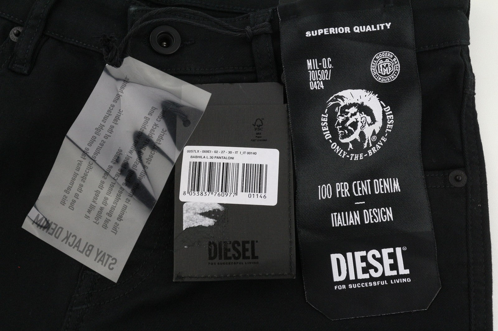 DIESEL Babhila 069EI Women's Jeans W27 Black Slim Regular Waist Stretch Button