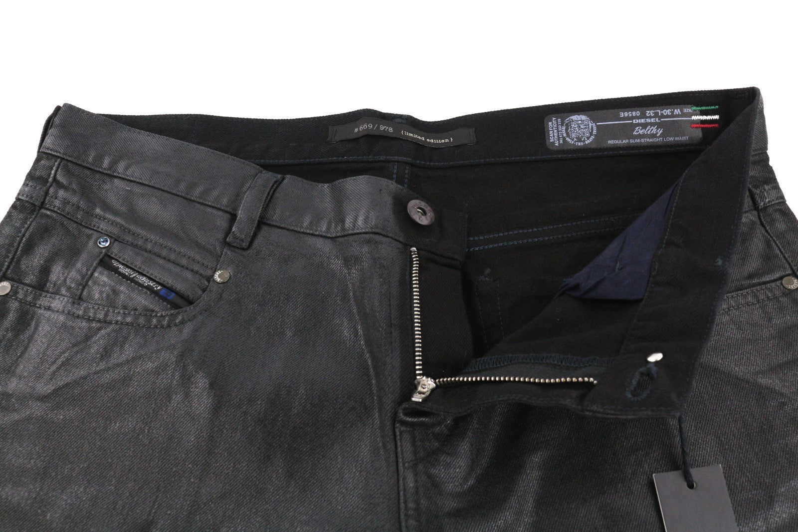 DIESEL Belthy 0856E Women's Jeans W30/L32 Coated Slim Straight Low RRP250