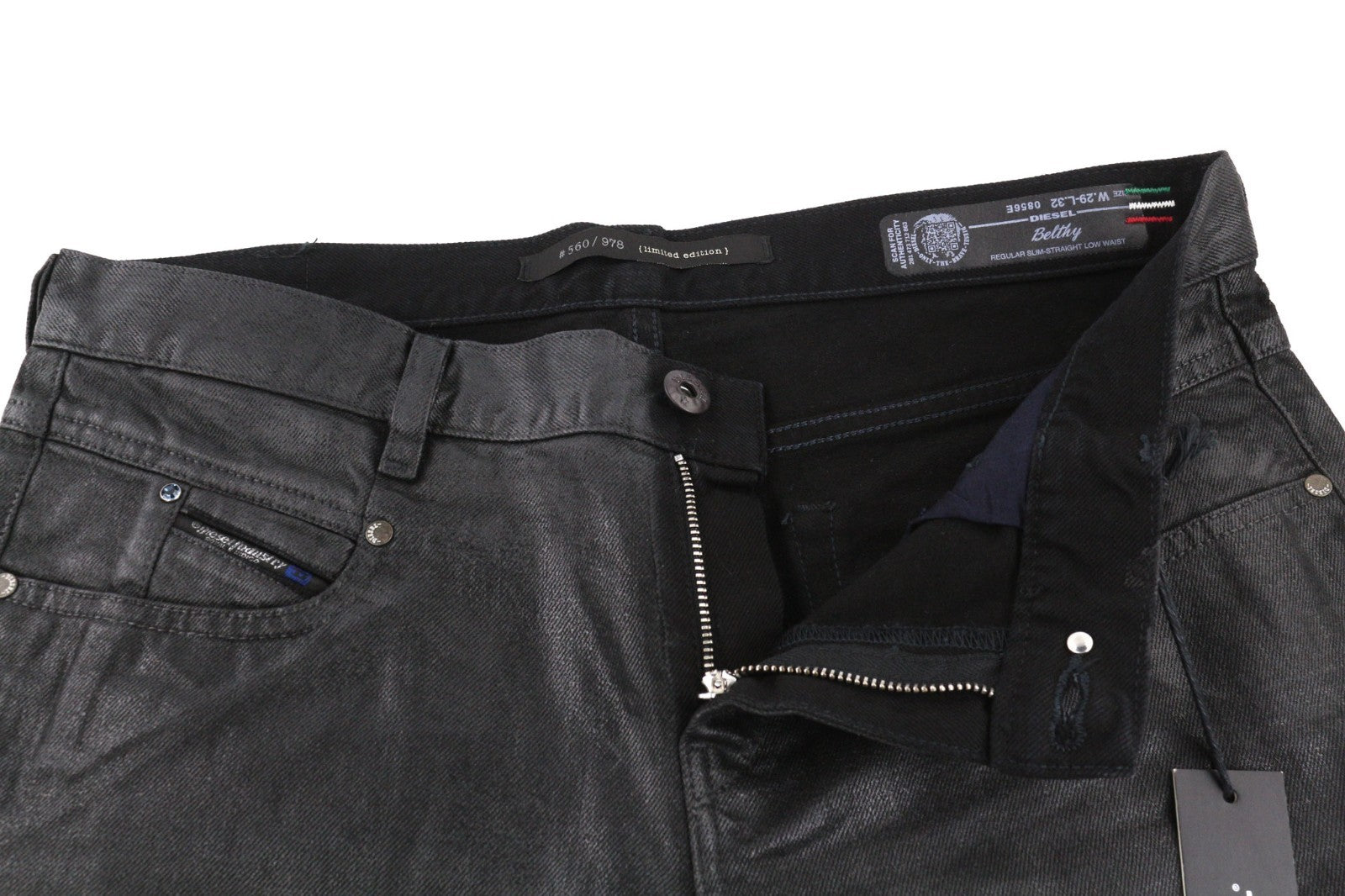 DIESEL Belthy 0856E Women's Jeans W29/L32 Coated Slim Straight Low  RRP250