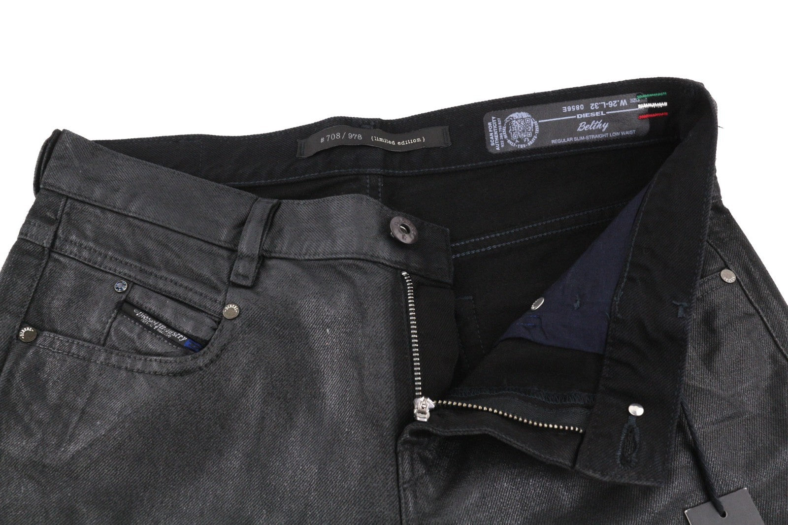 DIESEL Belthy 0856E Women's Jeans W26/L32 Coated Regular Slim Straight RRP250