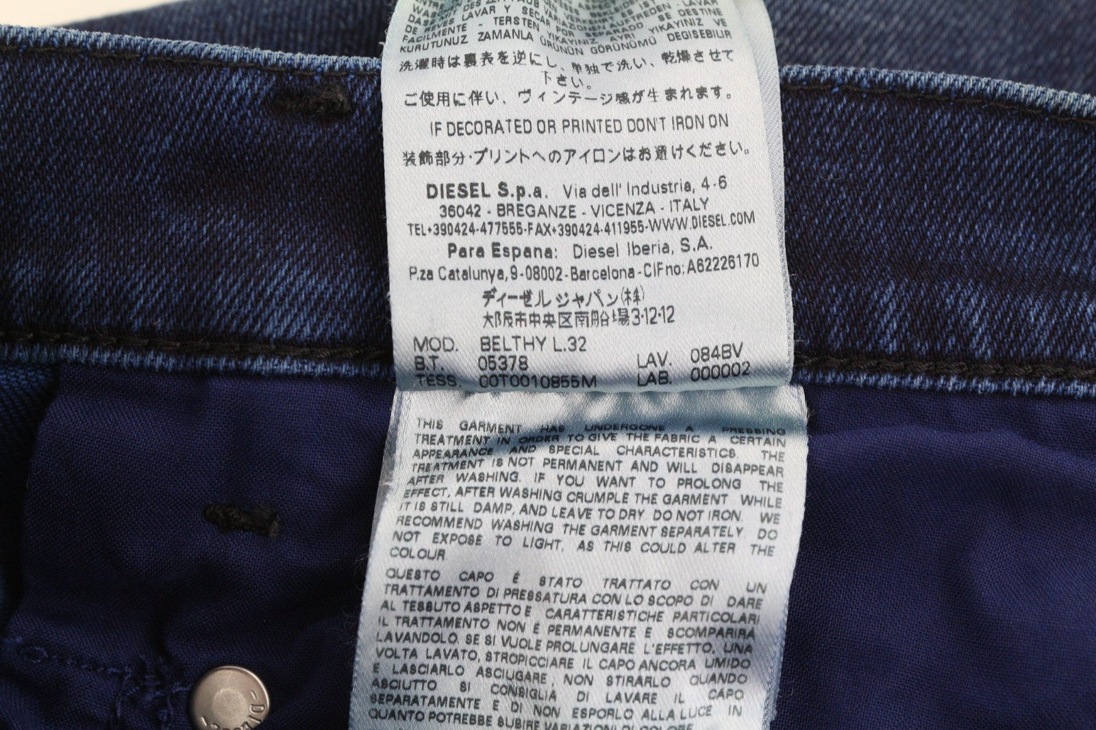 DIESEL Belthy 084BV Women's Jeans W26/L32 Slim Straight Low Waist Stretch