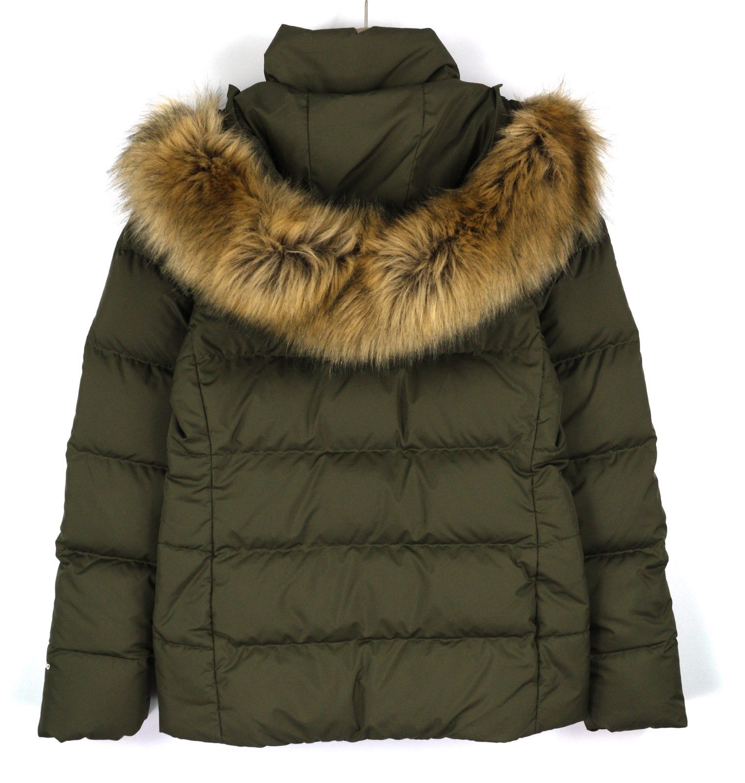 THE NORTH FACE Gotham moteriška striukė S Khaki 550 pūkinė su gobtuvu ir dygsniuota 