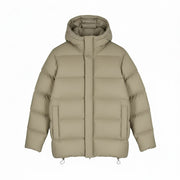THE NORTH FACE Men's Jacket M Beige 700 Down Hooded Quilted Puffer Logo