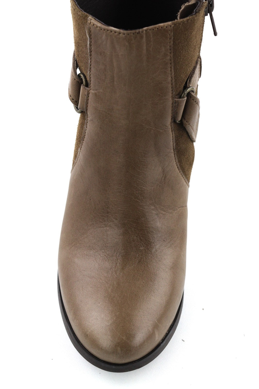 JONAK moteriški aulinukai UK6.5 EU39 rudi zomšiniai, su užtrauktuku, migdolų nosimi, plonu kulnu ir sagtimi 