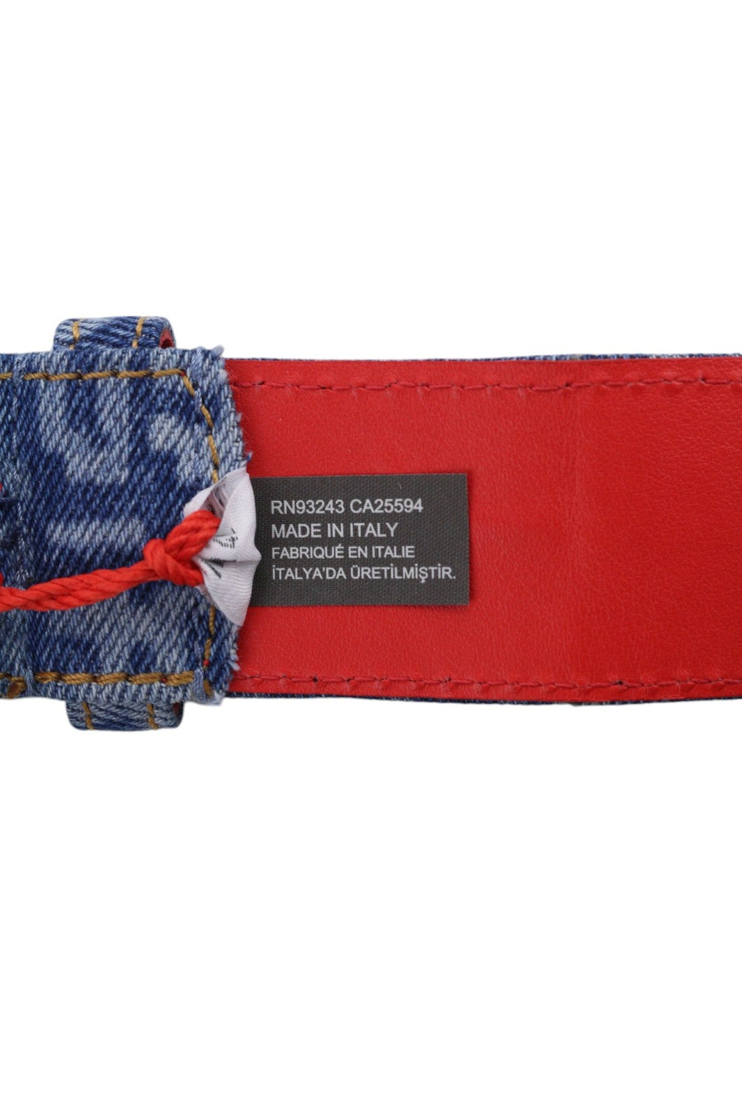 DIESEL B-Monogram Men Belt 105 cm Blue Red Leather Denim Print Buckled RRP150