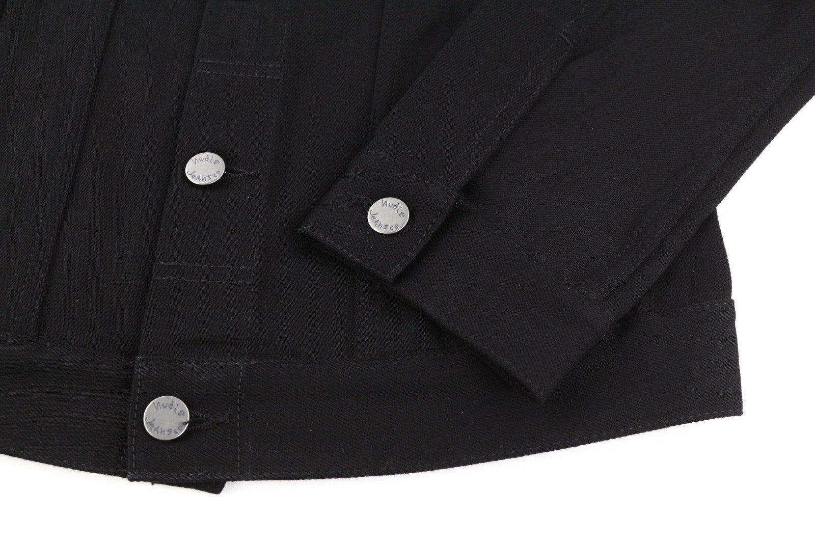 NUDIE JEANS Kenny Men's Jacket XS Dry Black Organic Buttoned Denim Polo