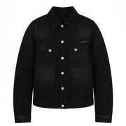 NUDIE JEANS Billy vyriška striukė XS Rebel Black B01 Washed Buttons Polo Denim 