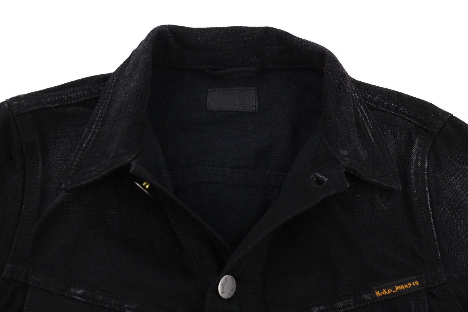NUDIE JEANS Billy vyriška striukė XS Rebel Black B01 Washed Buttons Polo Denim 